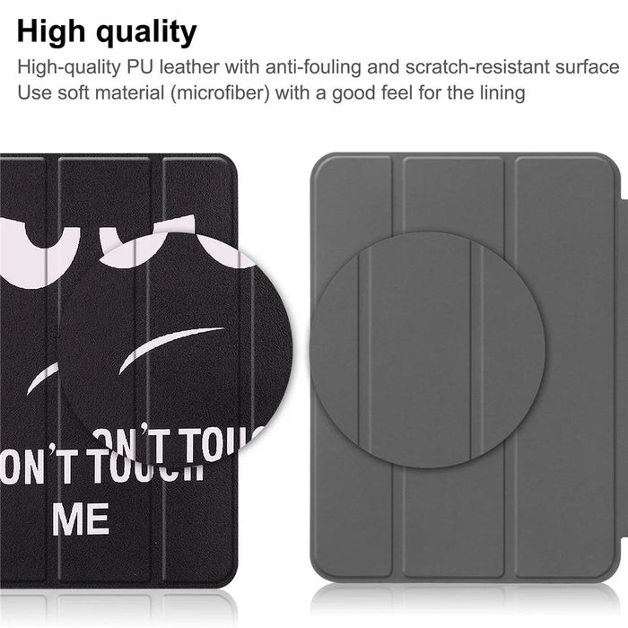 For iPad (2025) / 10.9 (2022) Tablet Case Pattern Printing Tri-Fold Stand Leather + TPU Cover with Pen Holder - Don't Touch Me - 7