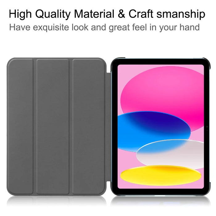 For iPad (2025)/10.9 (2022) Case Anti-Drop Leather Tri-fold Stand Tablet Cover - Rose Gold - 2