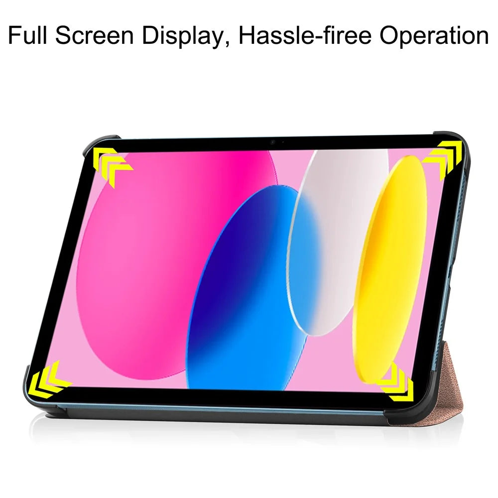 For iPad (2025)/10.9 (2022) Case Anti-Drop Leather Tri-fold Stand Tablet Cover - Rose Gold - 3