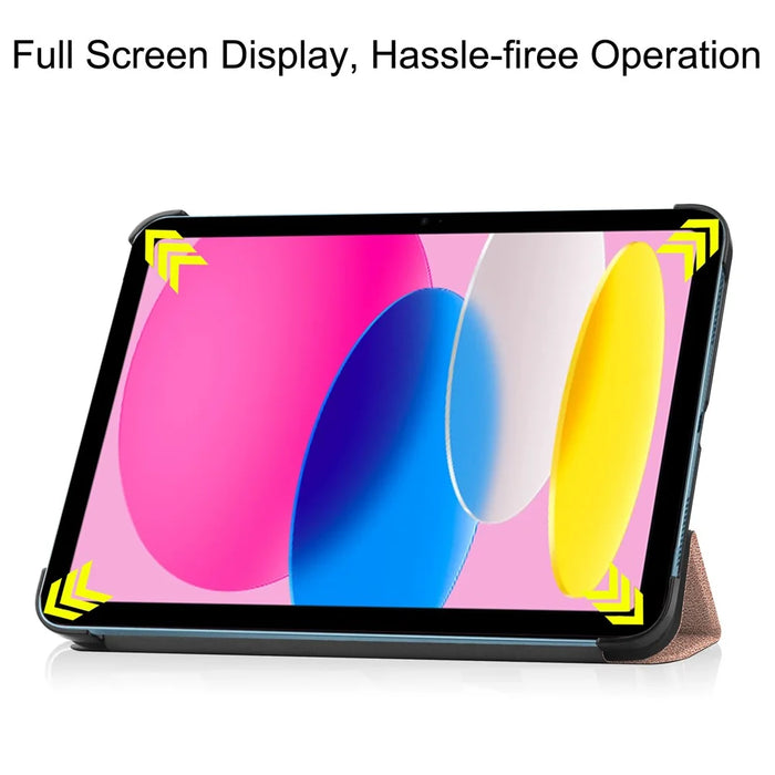 For iPad (2025)/10.9 (2022) Case Anti-Drop Leather Tri-fold Stand Tablet Cover - Rose Gold - 3
