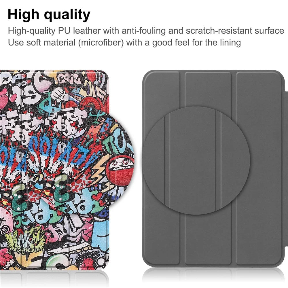 For iPad (2025) / 10.9 (2022) Case Pattern Print Leather Stand Tablet Cover - Graffiti - 7