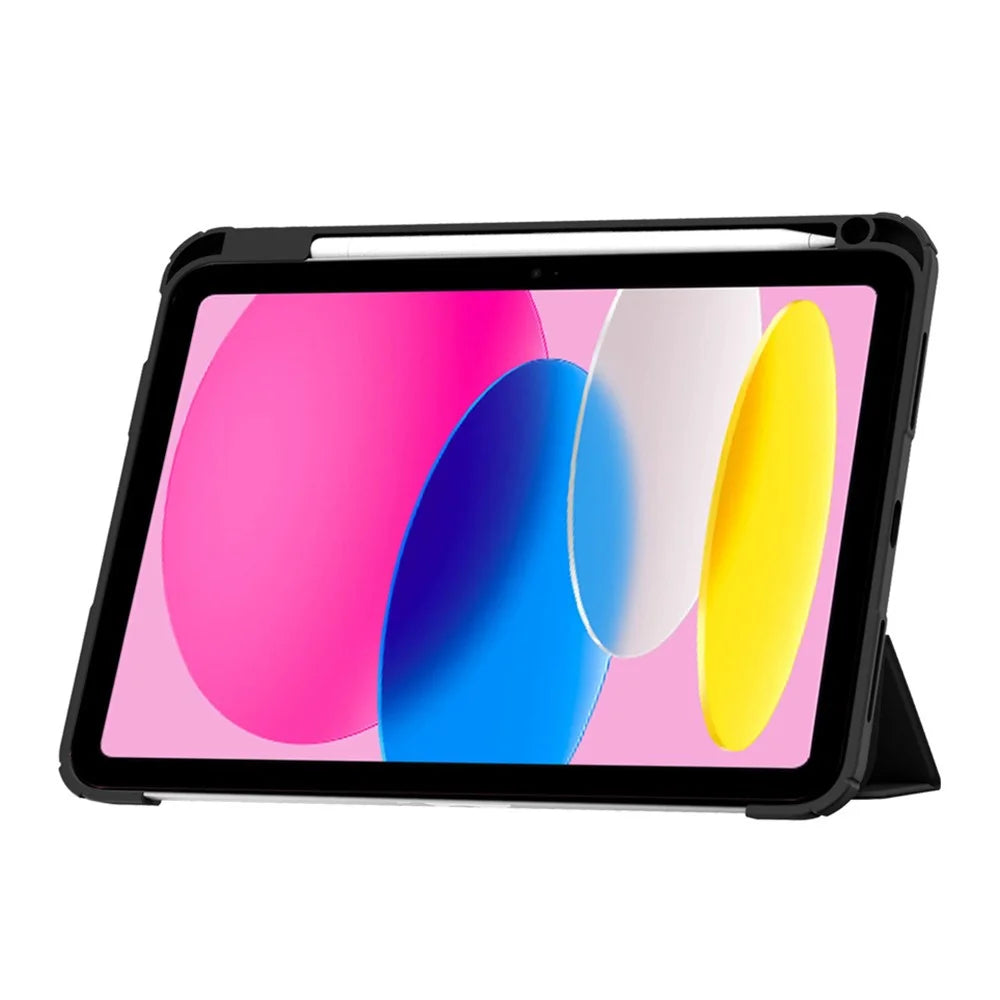 For iPad (2025) / 10.9 (2022) Case Clear Acrylic Leather Tablet Cover Support Auto Sleep / Wake - Black - 2