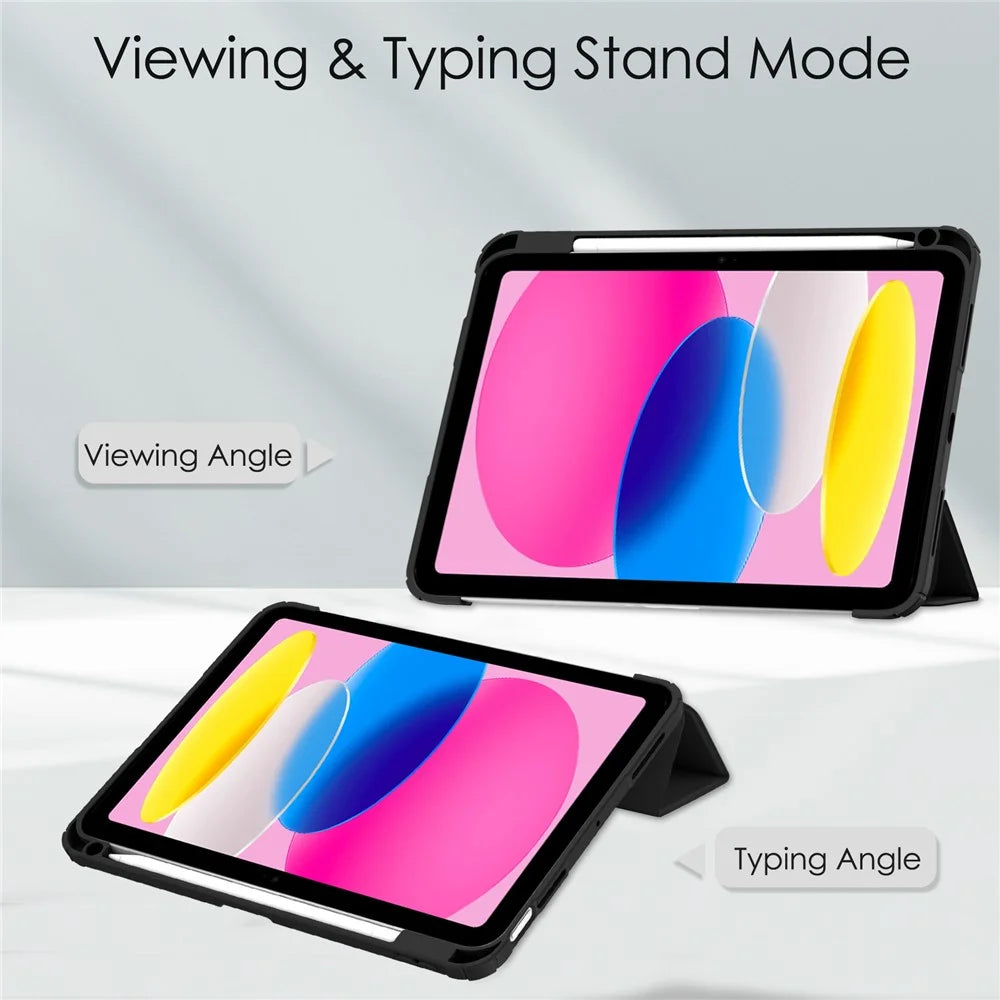 For iPad (2025) / 10.9 (2022) Case Clear Acrylic Leather Tablet Cover Support Auto Sleep / Wake - Black - 3