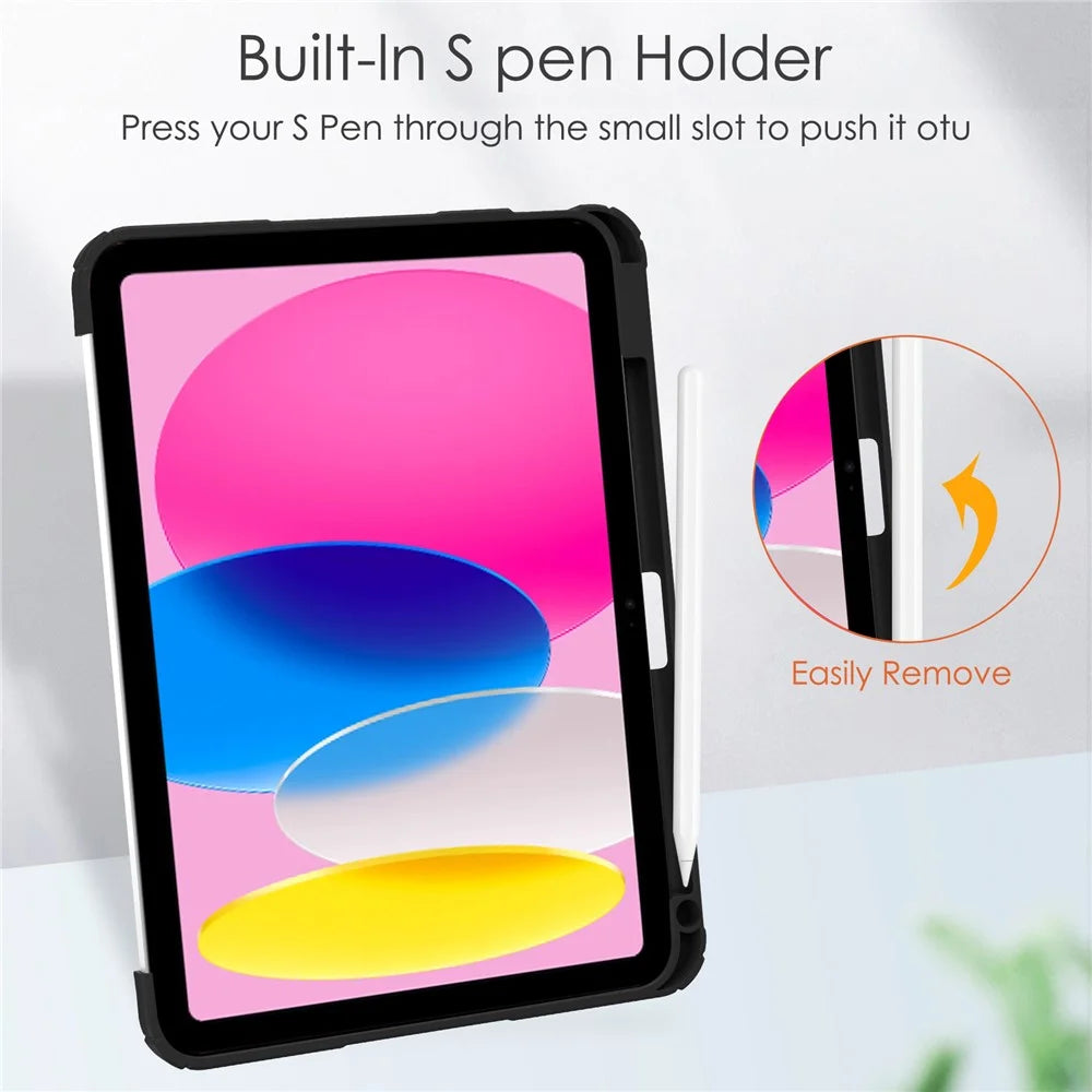 For iPad (2025) / 10.9 (2022) Case Clear Acrylic Leather Tablet Cover Support Auto Sleep / Wake - Black - 4