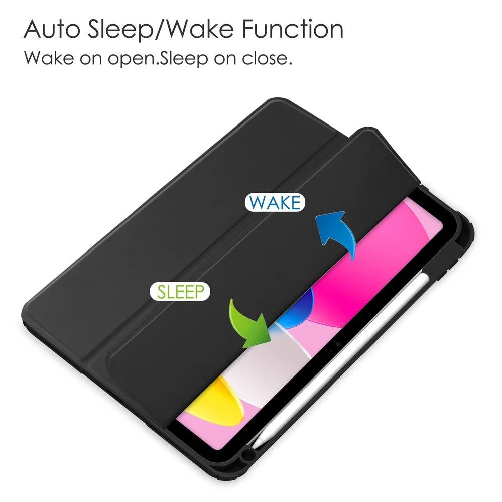 For iPad (2025) / 10.9 (2022) Case Clear Acrylic Leather Tablet Cover Support Auto Sleep / Wake - Black - 7