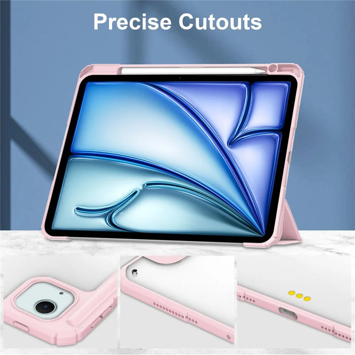 For iPad Air 13 (2026) / (2025) / (2024) Case Clear Acrylic Leather Tablet Cover Support Auto Sleep / Wake - Pink - 5