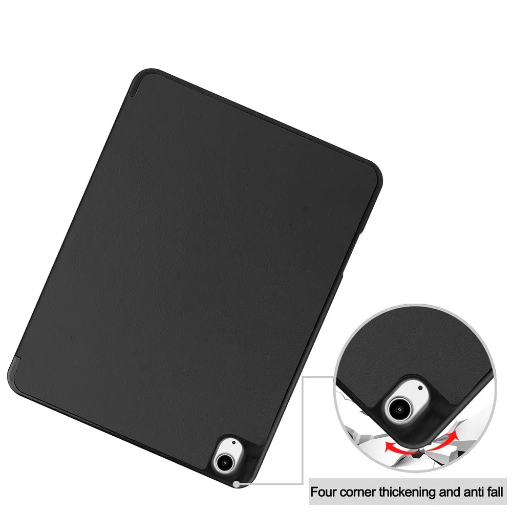 For iPad Air 13 (2026) / (2025) / (2024) Stand Case Shock-Absorbent Leather Tablet Cover with Pen Slot - Black - 7