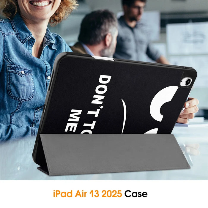 For iPad Air 13 (2026) / (2025) / (2024) Tablet Case Pattern Printing Tri-Fold Stand Leather + TPU Cover with Pen Holder - Don't Touch Me - 6