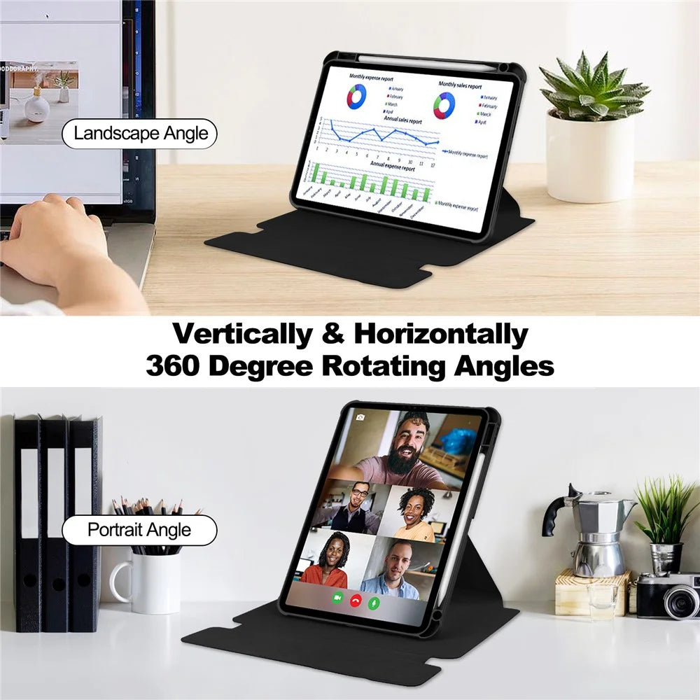 For iPad Air 13 (2026) / (2025) / (2024) Case 360-Degree Rotary Stand PU Leather + Acrylic Tablet Cover with Keyboard - Black - 4