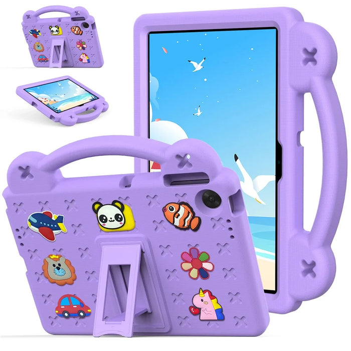 For Lenovo Tab TB311FU Case Kids Cartoon Patterns Hand Grip Kickstand Tablet EVA Cover - Purple - 1