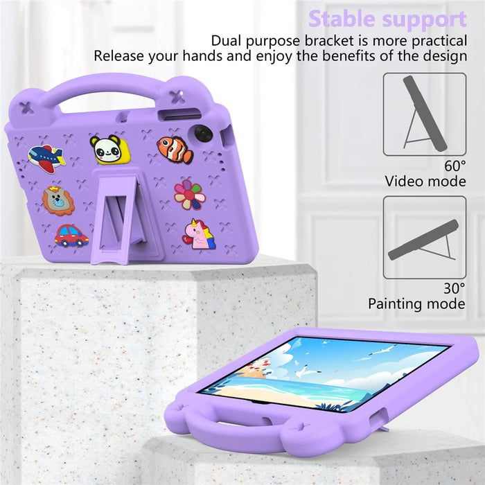 For Lenovo Tab TB311FU Case Kids Cartoon Patterns Hand Grip Kickstand Tablet EVA Cover - Purple - 3