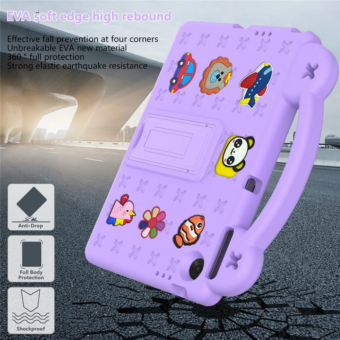 For Lenovo Tab TB311FU Case Kids Cartoon Patterns Hand Grip Kickstand Tablet EVA Cover - Purple - 4