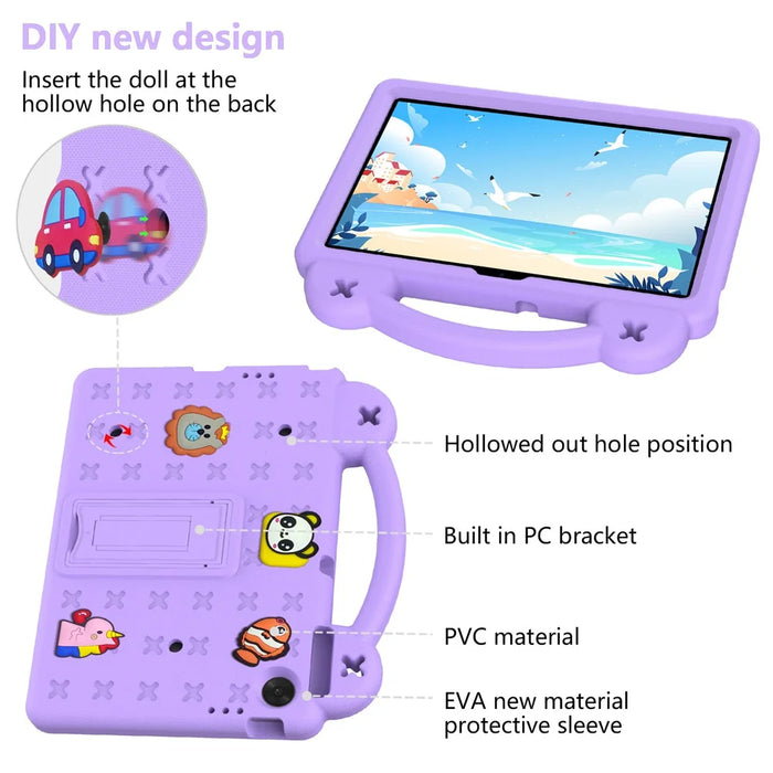 For Lenovo Tab TB311FU Case Kids Cartoon Patterns Hand Grip Kickstand Tablet EVA Cover - Purple - 5