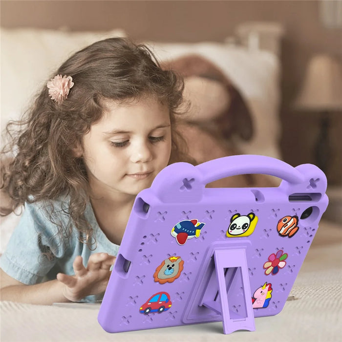 For Lenovo Tab TB311FU Case Kids Cartoon Patterns Hand Grip Kickstand Tablet EVA Cover - Purple - 6