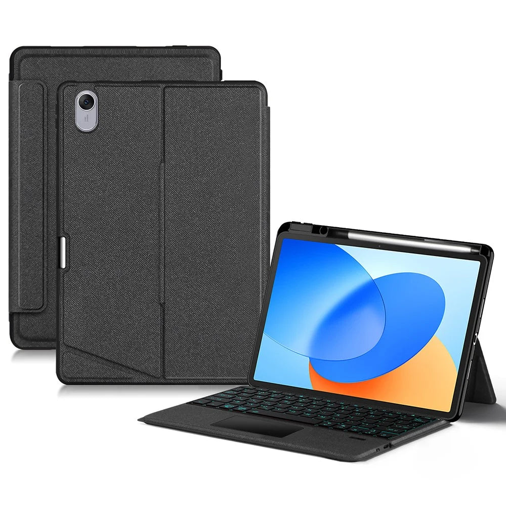 For Huawei Hi MatePad 11.5 2024 Leather Case + Bluetooth-Compatible Keyboard with Backlight Trackpad - 1