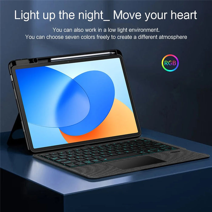 For Huawei Hi MatePad 11.5 2024 Leather Case + Bluetooth-Compatible Keyboard with Backlight Trackpad - 7