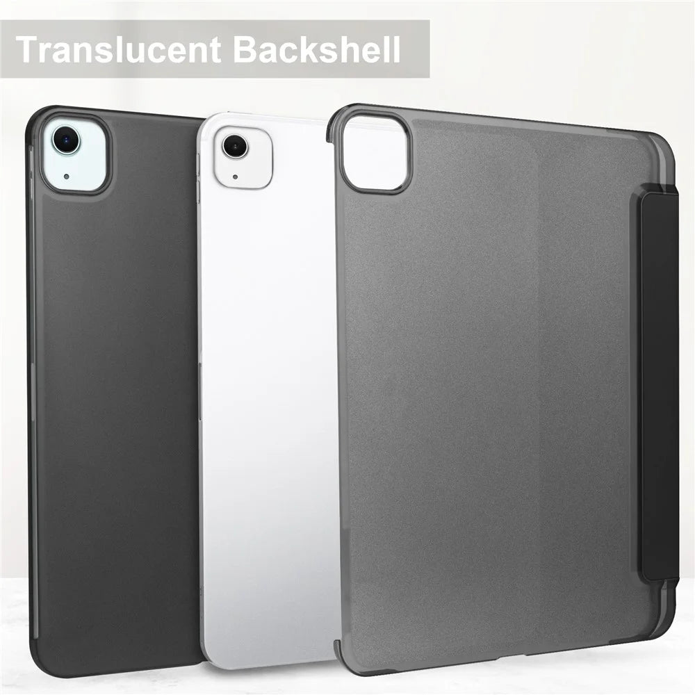 For iPad Air 13 (2026) / (2025) / (2024) Case PU Leather Smart Tablet Cover Smooth Matte Back, Built-In Pencil Holder - Black - 7