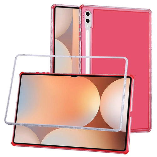 For Samsung Galaxy Tab S9 Ultra  /  S8 Ultra Clear Case 3 in 1 PC + TPU Shockproof Tablet Cover - Red - 1