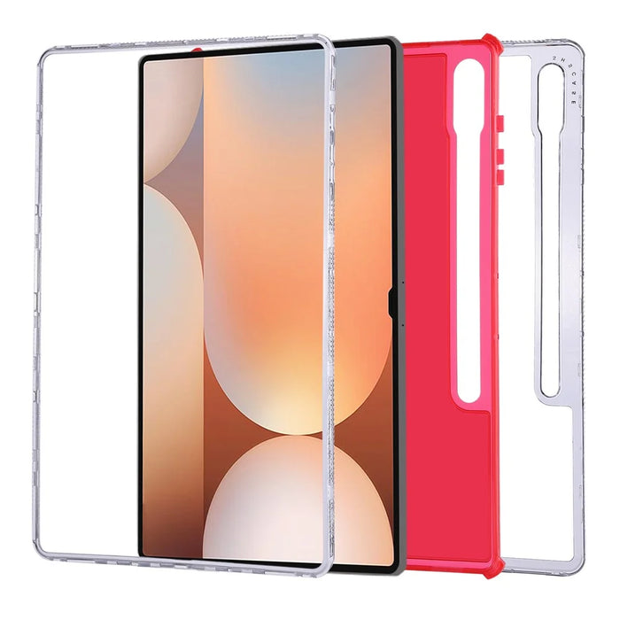 For Samsung Galaxy Tab S9 Ultra  /  S8 Ultra Clear Case 3 in 1 PC + TPU Shockproof Tablet Cover - Red - 4