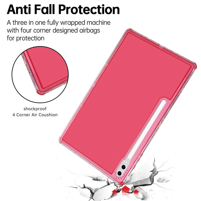 For Samsung Galaxy Tab S9 Ultra  /  S8 Ultra Clear Case 3 in 1 PC + TPU Shockproof Tablet Cover - Red - 6