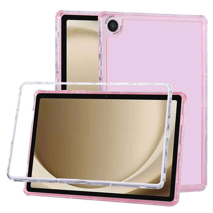 For Samsung Galaxy Tab A9+ Clear Case 3 in 1 PC + TPU Shockproof Tablet Cover - Pink - 1