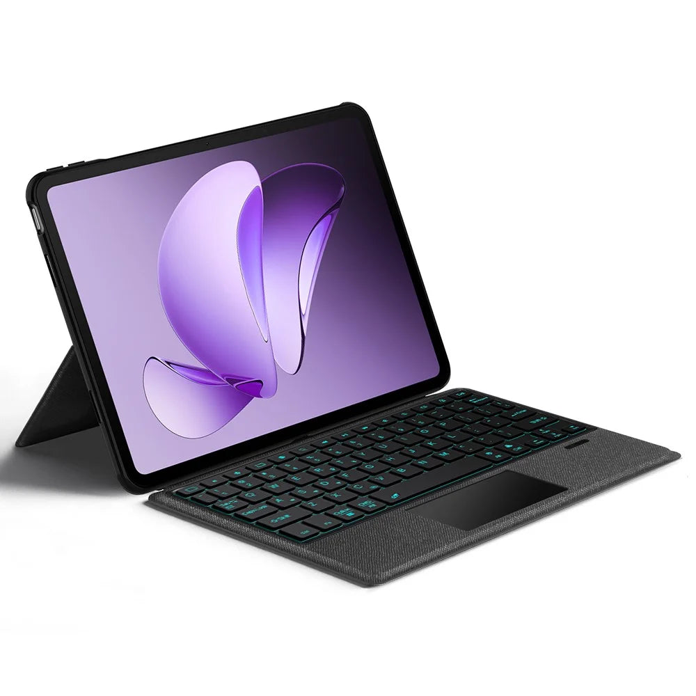 For Oppo Pad 3 Leather Case + Bluetooth-Compatible Keyboard with Backlight Trackpad - 2