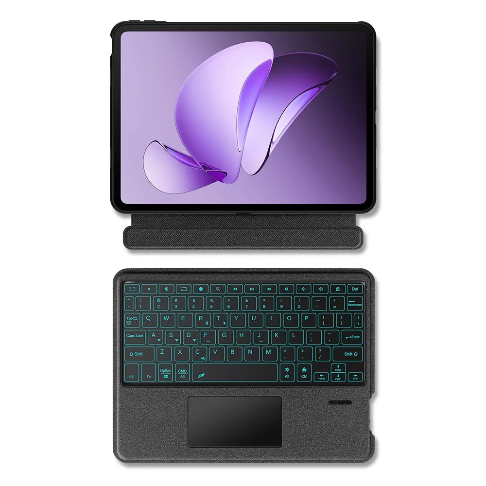 For Oppo Pad 3 Leather Case + Bluetooth-Compatible Keyboard with Backlight Trackpad - 3