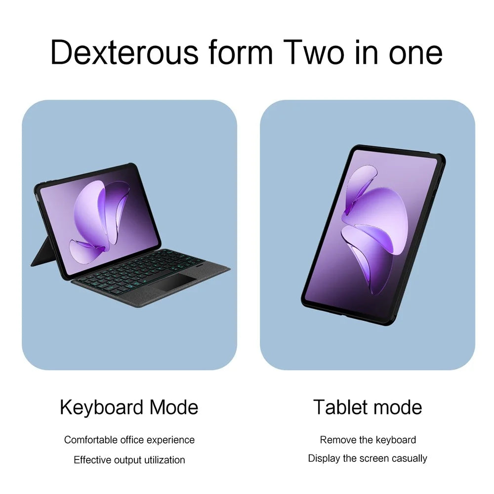 For Oppo Pad 3 Leather Case + Bluetooth-Compatible Keyboard with Backlight Trackpad - 5