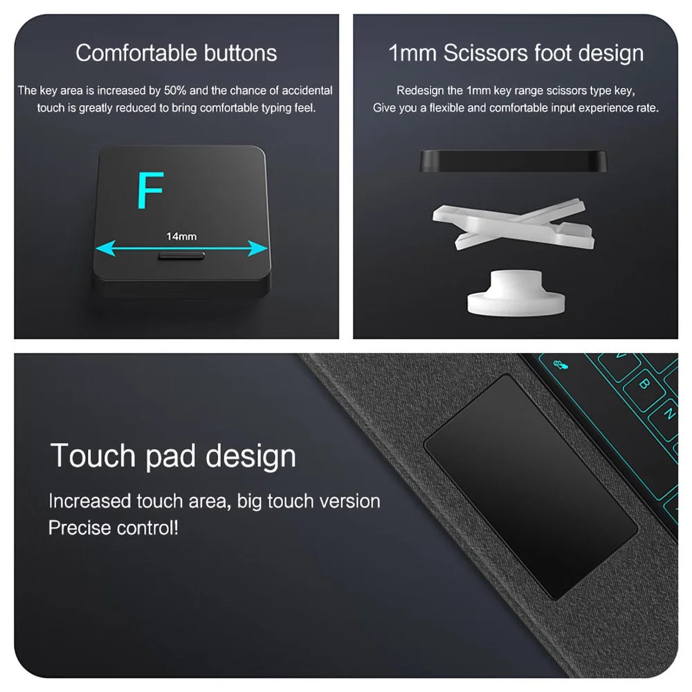 For Oppo Pad 3 Leather Case + Bluetooth-Compatible Keyboard with Backlight Trackpad - 6