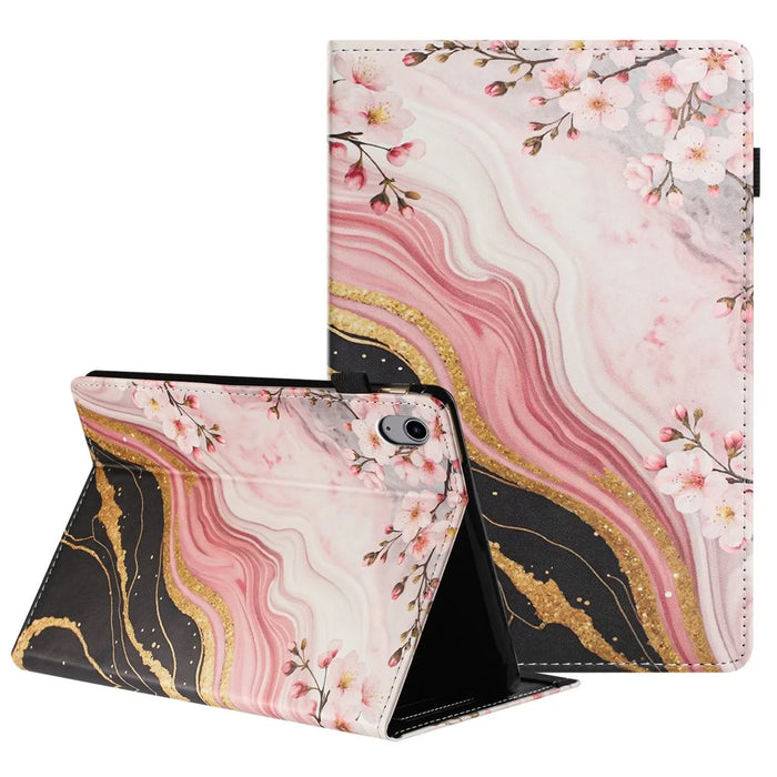 For iPad mini (2024)  /  (2021) Tablet Case Litchi Texture Pattern Printing Leather Cover Auto Sleep  /  Wake with Card Holder - Marble Flower - 1