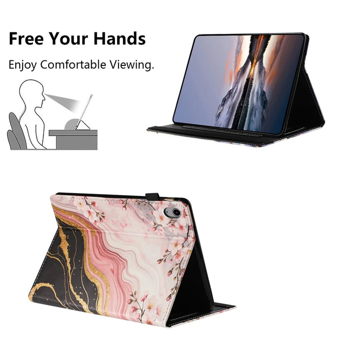 For iPad mini (2024)  /  (2021) Tablet Case Litchi Texture Pattern Printing Leather Cover Auto Sleep  /  Wake with Card Holder - Marble Flower - 5