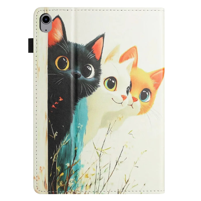 For iPad 10.9 (2022) Tablet Case Litchi Texture Pattern Printing Leather Cover Auto Sleep  /  Wake with Card Holder - Three Cats - 7