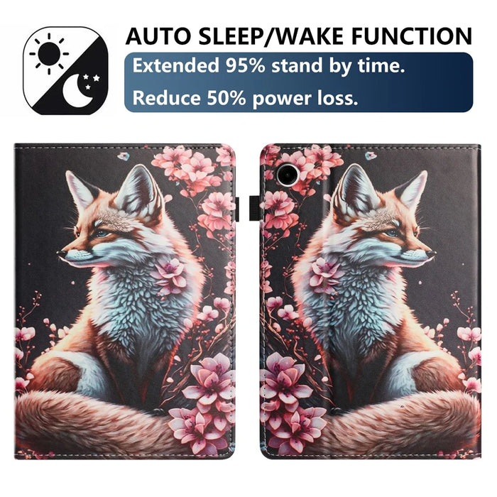 For Samsung Galaxy Tab A9 Tablet Case Litchi Texture Pattern Printing Leather Cover Auto Sleep  /  Wake with Card Holder - Fox - 4