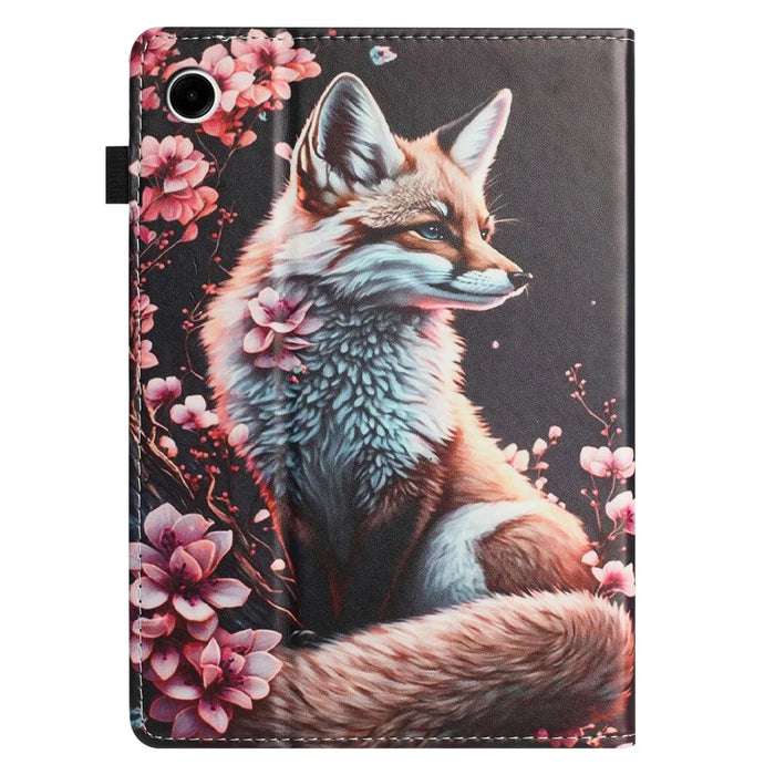 For Samsung Galaxy Tab A9 Tablet Case Litchi Texture Pattern Printing Leather Cover Auto Sleep  /  Wake with Card Holder - Fox - 7