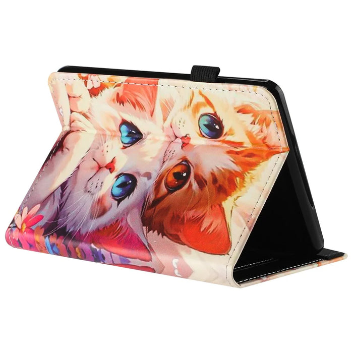 For Amazon Kindle Paperwhite 6 (2024) Tablet Case Litchi Texture Pattern Printing Leather Cover Auto Sleep  /  Wake with Card Holder - Two Cats - 3