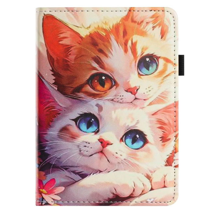For Amazon Kindle Paperwhite 6 (2024) Tablet Case Litchi Texture Pattern Printing Leather Cover Auto Sleep  /  Wake with Card Holder - Two Cats - 6