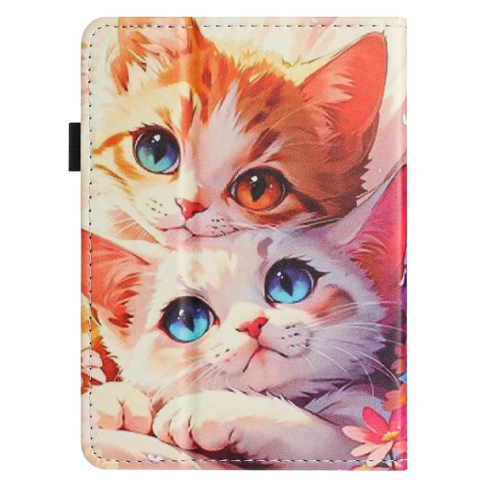 For Amazon Kindle Paperwhite 6 (2024) Tablet Case Litchi Texture Pattern Printing Leather Cover Auto Sleep  /  Wake with Card Holder - Two Cats - 7