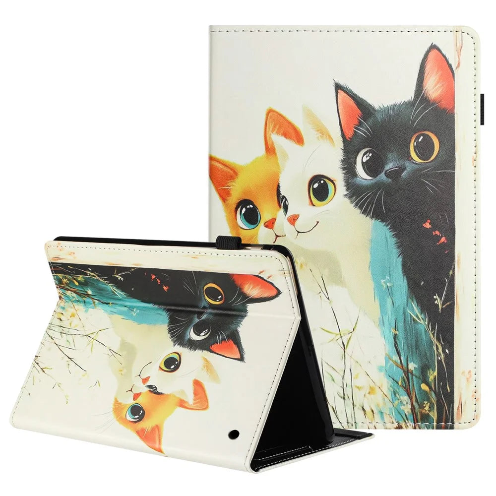 For Amazon Kindle Fire Max 11 2023 Tablet Case Litchi Texture Pattern Printing Leather Cover Auto Sleep  /  Wake with Card Holder - Three Cats - 1