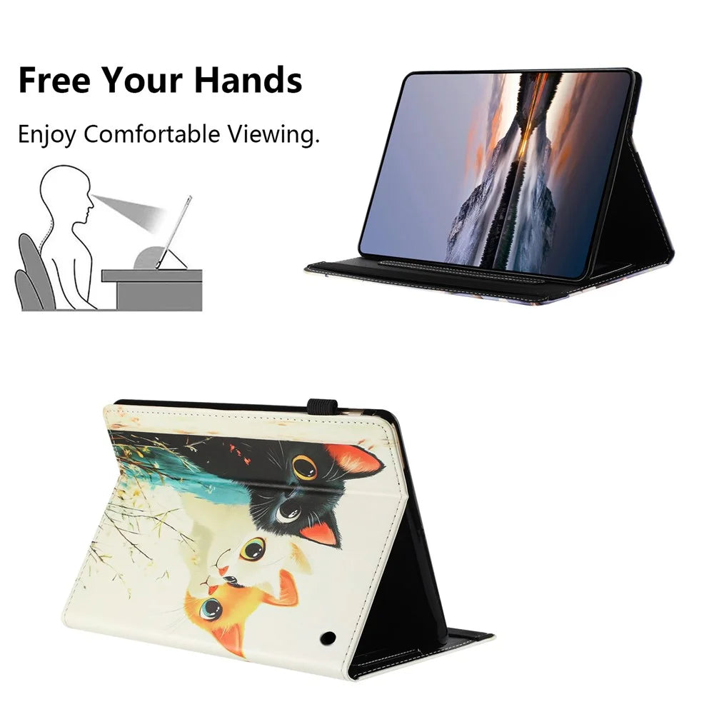 For Amazon Kindle Fire Max 11 2023 Tablet Case Litchi Texture Pattern Printing Leather Cover Auto Sleep  /  Wake with Card Holder - Three Cats - 5