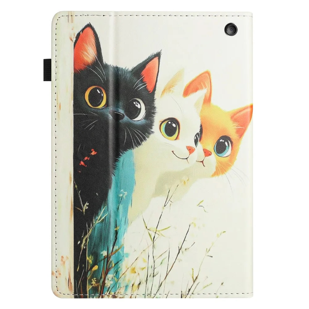 For Amazon Kindle Fire Max 11 2023 Tablet Case Litchi Texture Pattern Printing Leather Cover Auto Sleep  /  Wake with Card Holder - Three Cats - 7