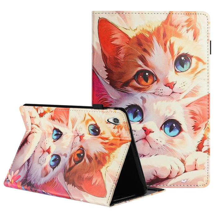 For Lenovo Tab M9 TB-310FU Tablet Case Litchi Texture Pattern Printing Leather Cover Auto Sleep  /  Wake with Card Holder - Two Cats - 1