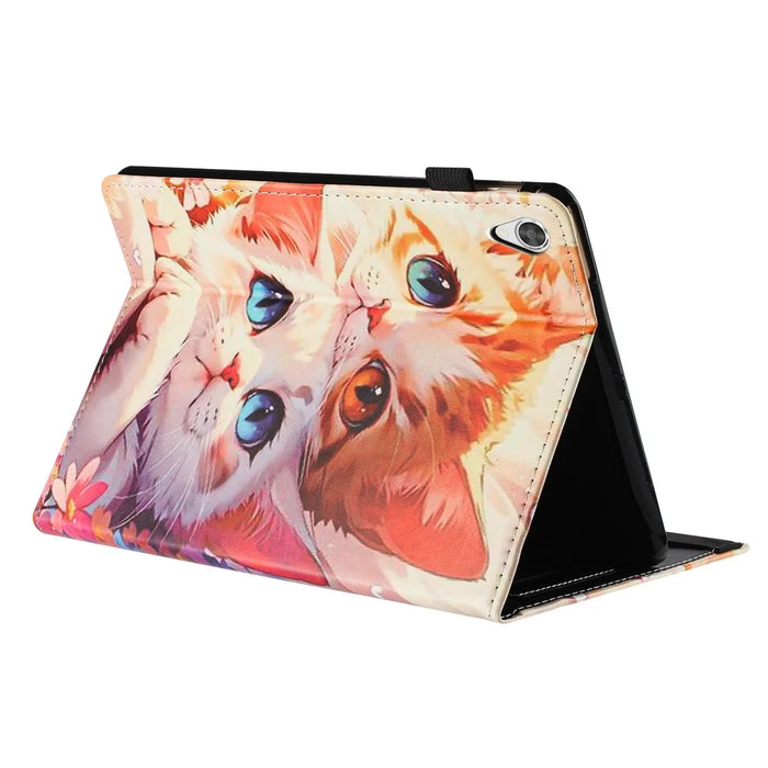 For Lenovo Tab M9 TB-310FU Tablet Case Litchi Texture Pattern Printing Leather Cover Auto Sleep  /  Wake with Card Holder - Two Cats - 3