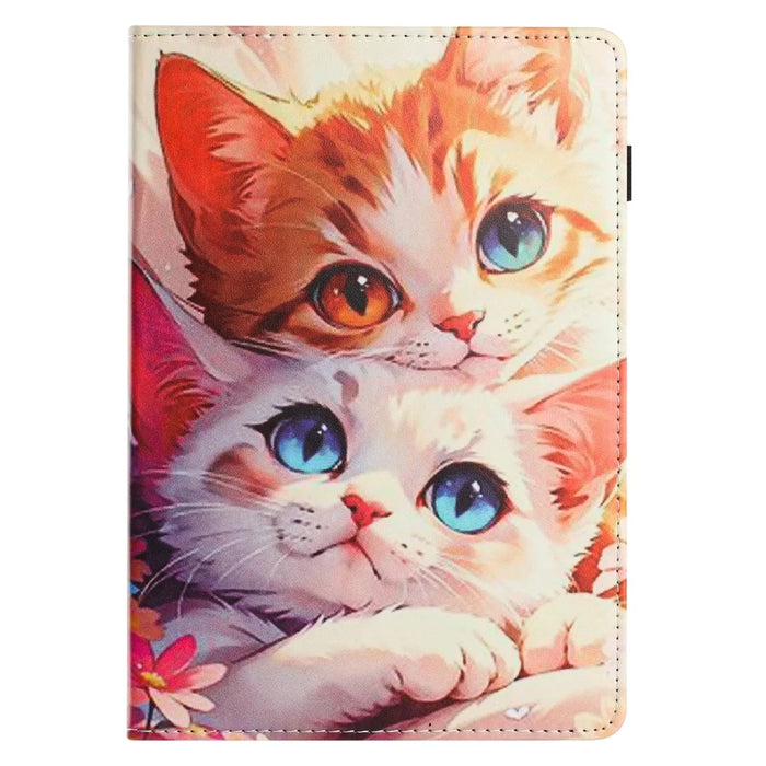 For Lenovo Tab M9 TB-310FU Tablet Case Litchi Texture Pattern Printing Leather Cover Auto Sleep  /  Wake with Card Holder - Two Cats - 6