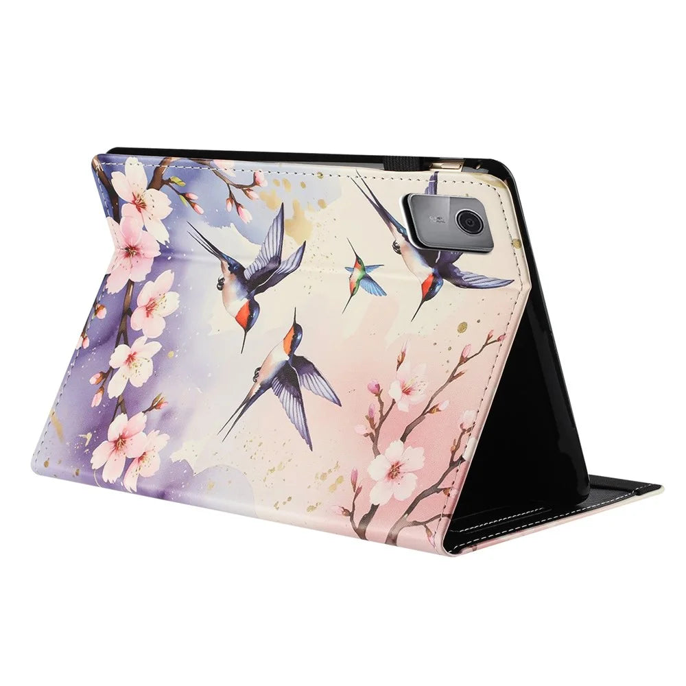 For Lenovo Tab M11 Tablet Case Litchi Texture Pattern Printing Leather Cover Auto Sleep  /  Wake with Card Holder - Plum Swallow - 3