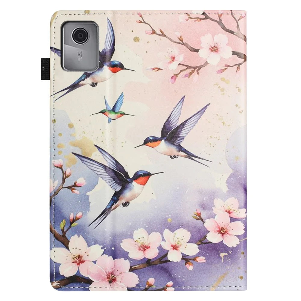 For Lenovo Tab M11 Tablet Case Litchi Texture Pattern Printing Leather Cover Auto Sleep  /  Wake with Card Holder - Plum Swallow - 7