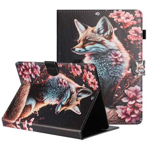 Universal 8-inch Tablet Case Litchi Texture Pattern Printing Leather Cover Auto Sleep  /  Wake with Card Holder - Fox - 1