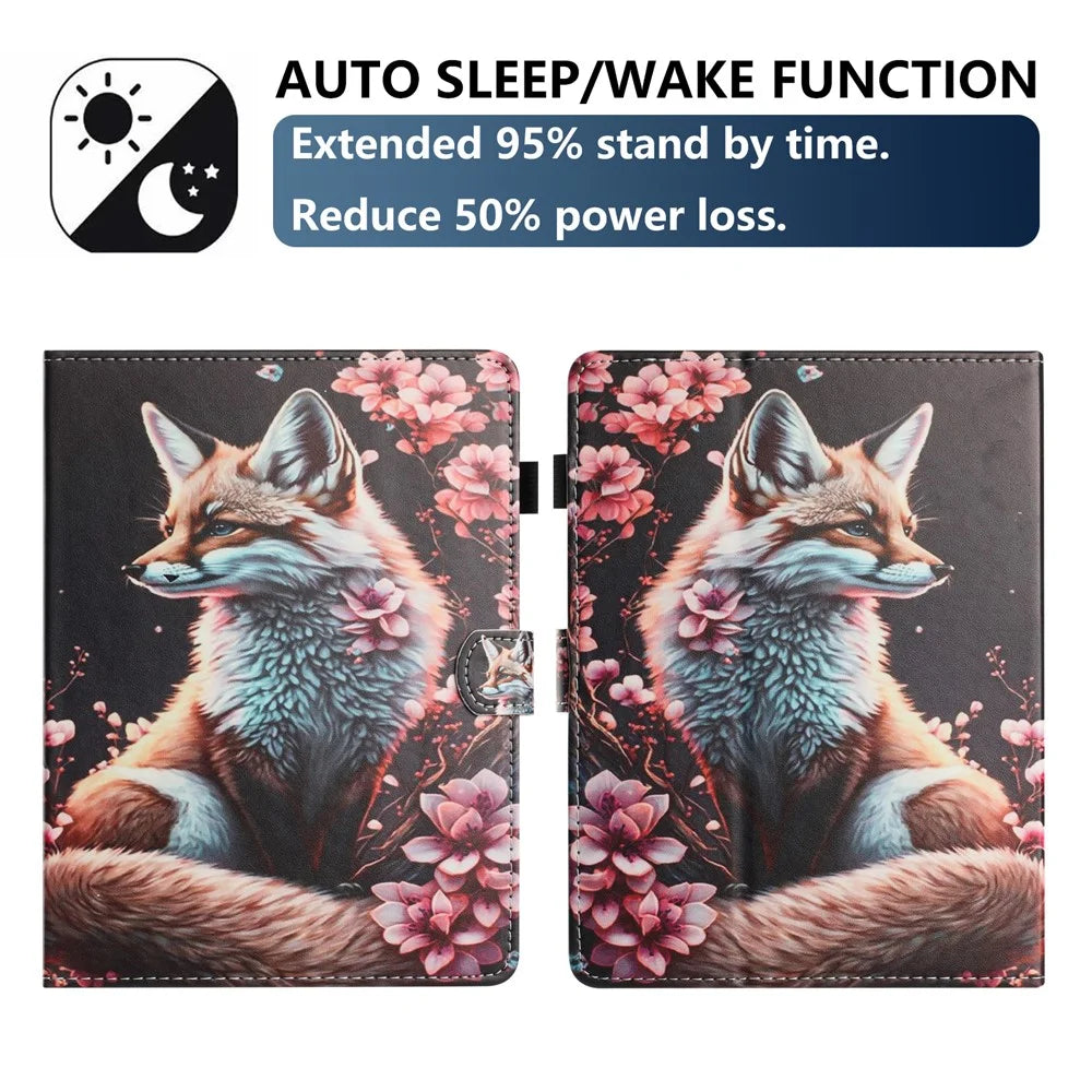 Universal 8-inch Tablet Case Litchi Texture Pattern Printing Leather Cover Auto Sleep  /  Wake with Card Holder - Fox - 5