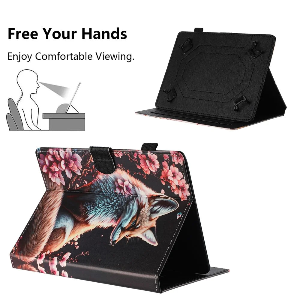 Universal 8-inch Tablet Case Litchi Texture Pattern Printing Leather Cover Auto Sleep  /  Wake with Card Holder - Fox - 6