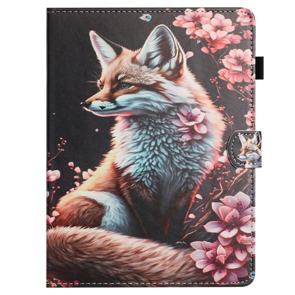 Universal 8-inch Tablet Case Litchi Texture Pattern Printing Leather Cover Auto Sleep  /  Wake with Card Holder - Fox - 7
