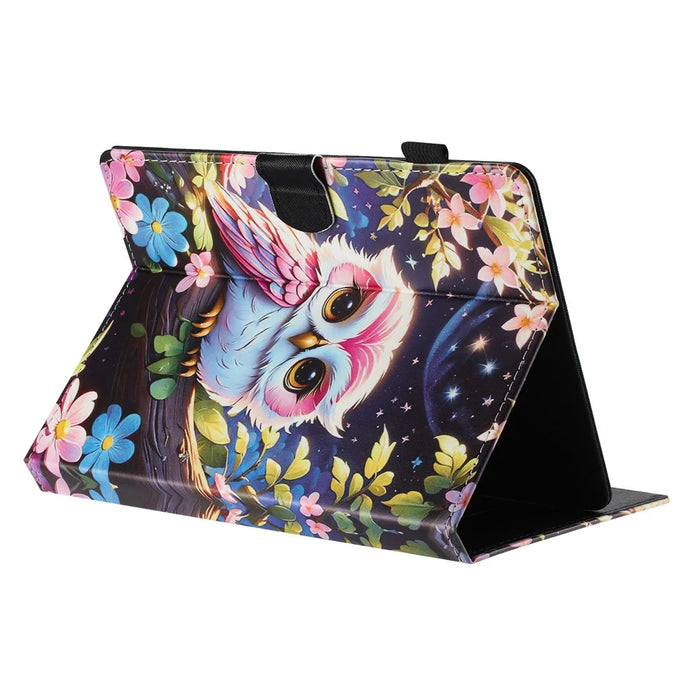 Universal 10-inch Tablet Case Litchi Texture Pattern Printing Leather Cover Auto Sleep  /  Wake with Card Holder - Owl - 4